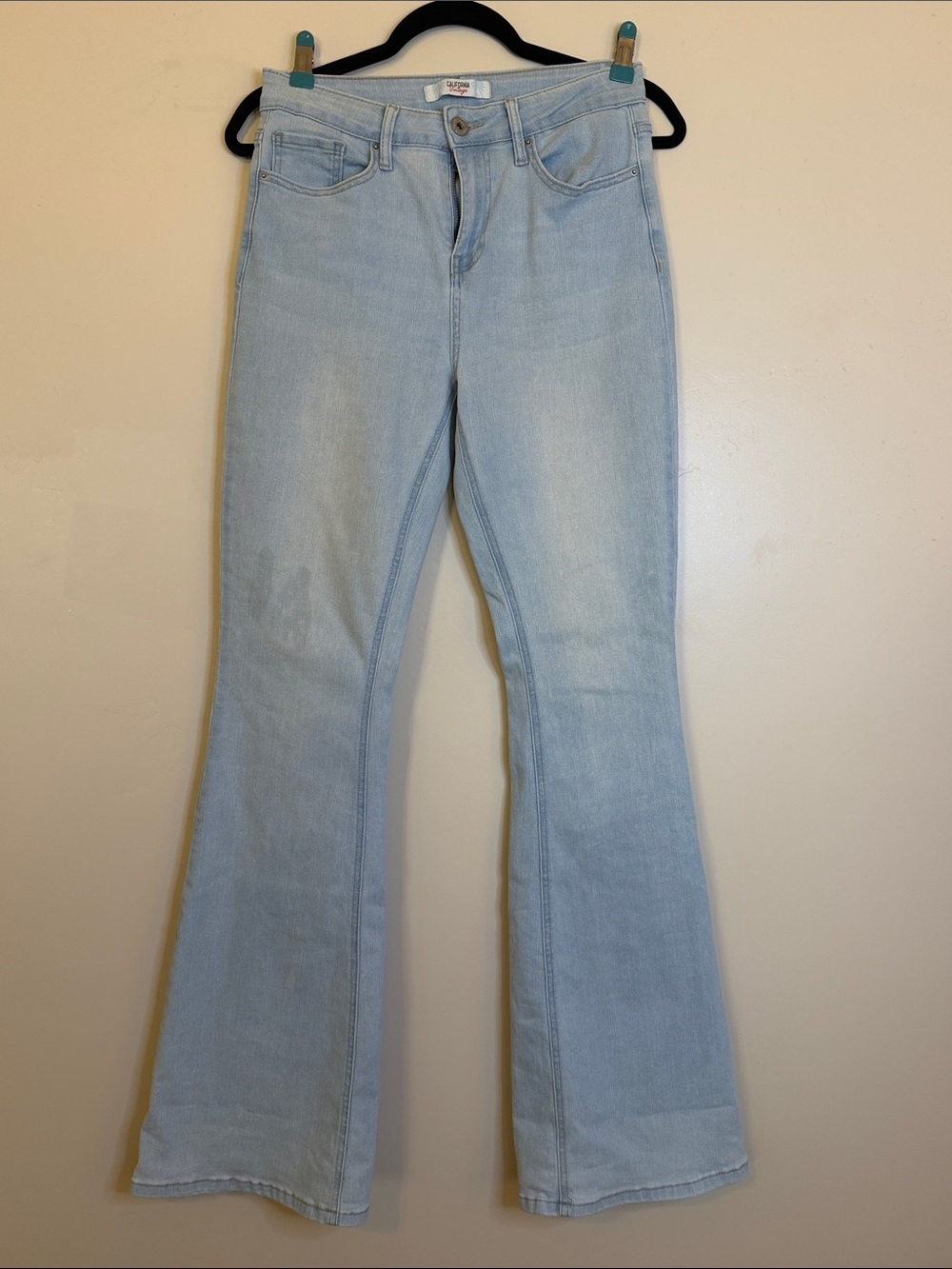 Light Blue Mid-Rise Flared Jeans